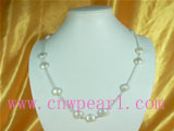 tip cup style 12mm white freshwater pearl necklace